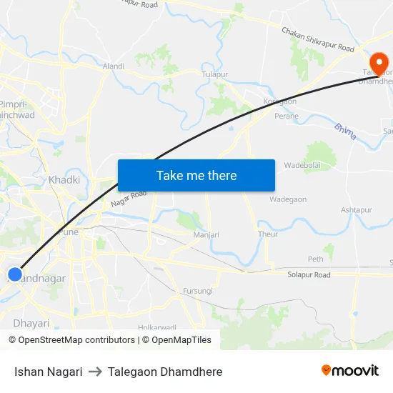ईशान नगरी to तालेगाव धामधेरे map