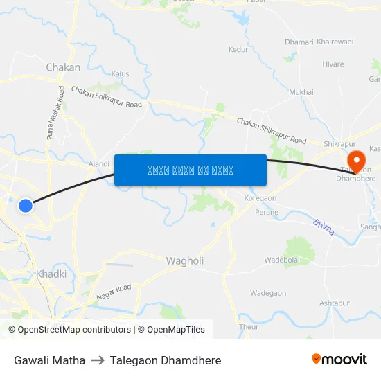 गवळी मठ to तालेगाव धामधेरे map