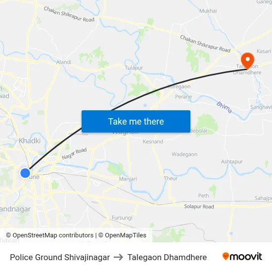 पुलिस ग्राउंड शिवाजीनगर to तालेगाव धामधेरे map
