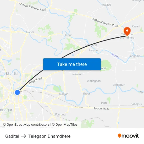 गडीताल to तालेगाव धामधेरे map