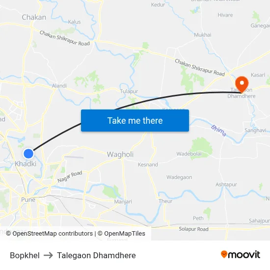बोपखेल to तालेगाव धामधेरे map