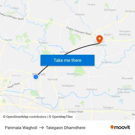 पनमाला वाघोली to तालेगाव धामधेरे map