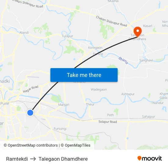 रामटेकडी to तालेगाव धामधेरे map