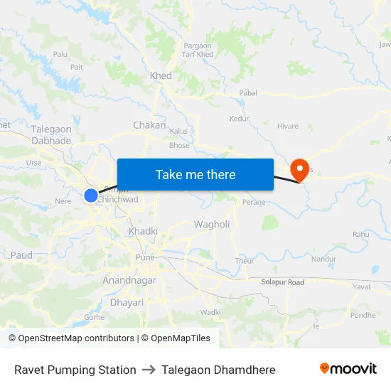 रावेत पंपिंग स्टेशन to तालेगाव धामधेरे map