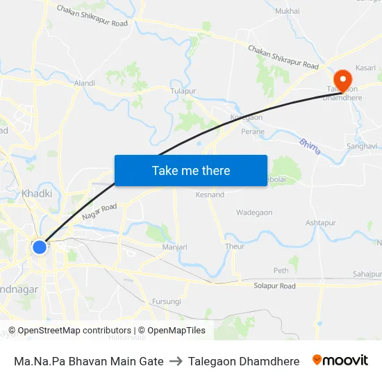 म.न.पा भवन मुख्य गेट to तालेगाव धामधेरे map