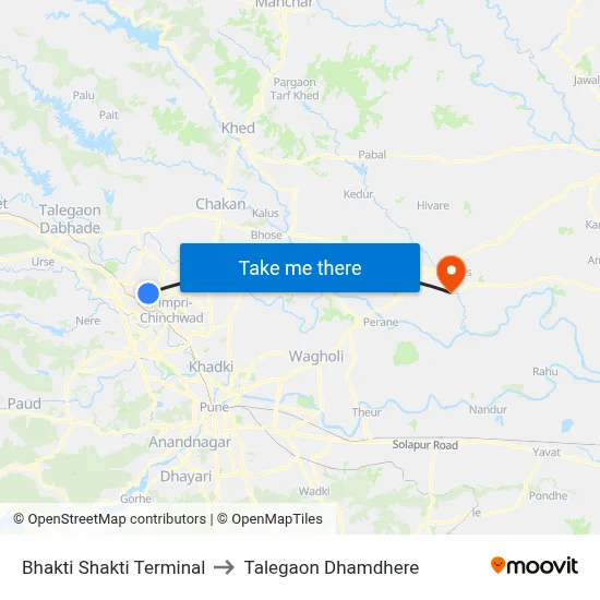 भक्ति शक्ति टर्मिनल to तालेगाव धामधेरे map