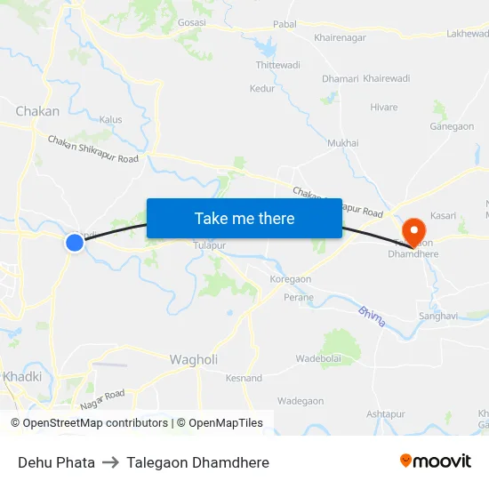 देहू फाटा to तालेगाव धामधेरे map