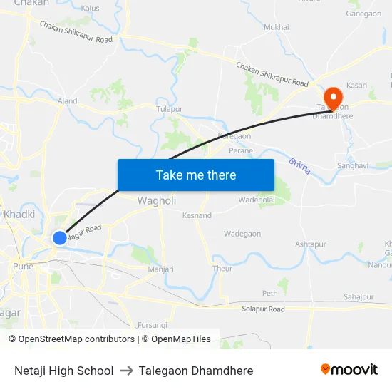 नेताजी हाई स्कूल to तालेगाव धामधेरे map