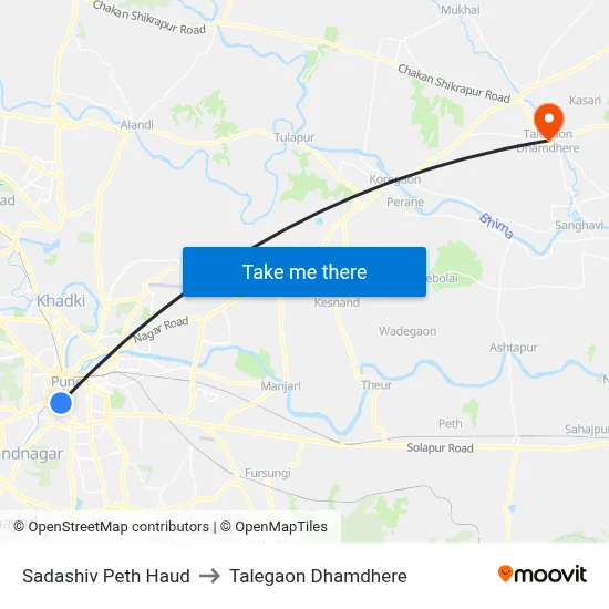 सदाशिव पेठ हौद to तालेगाव धामधेरे map