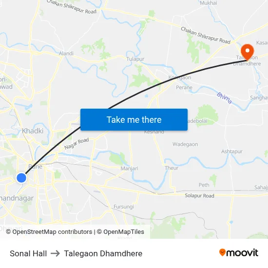 सोनल हॉल to तालेगाव धामधेरे map