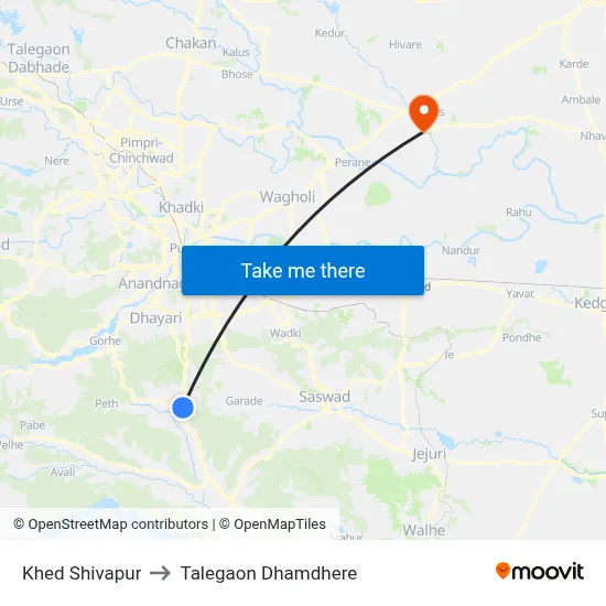 खेड शिवपुर to तालेगाव धामधेरे map