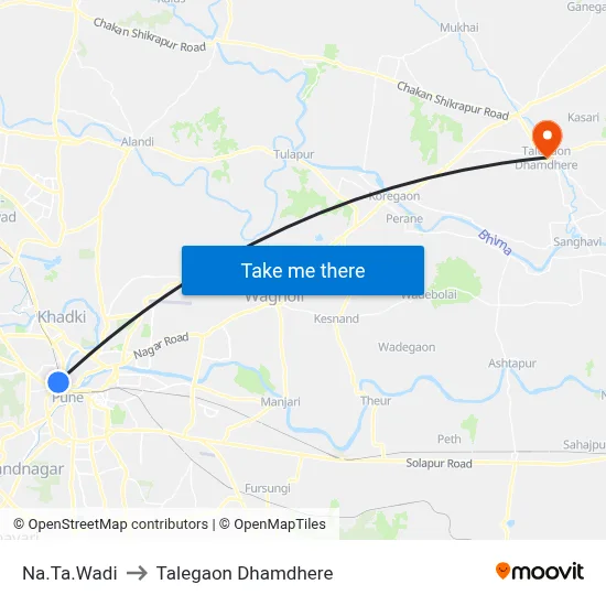 ना.ता.वाडी to तालेगाव धामधेरे map