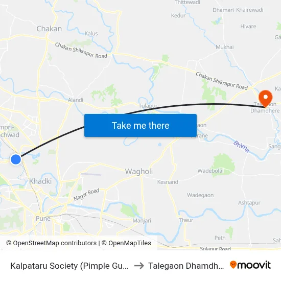 कल्पतरु सोसायटी (पिंपले गुरव) to तालेगाव धामधेरे map