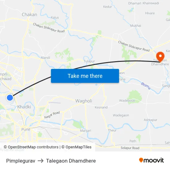 पिंपळेगुरव to तालेगाव धामधेरे map