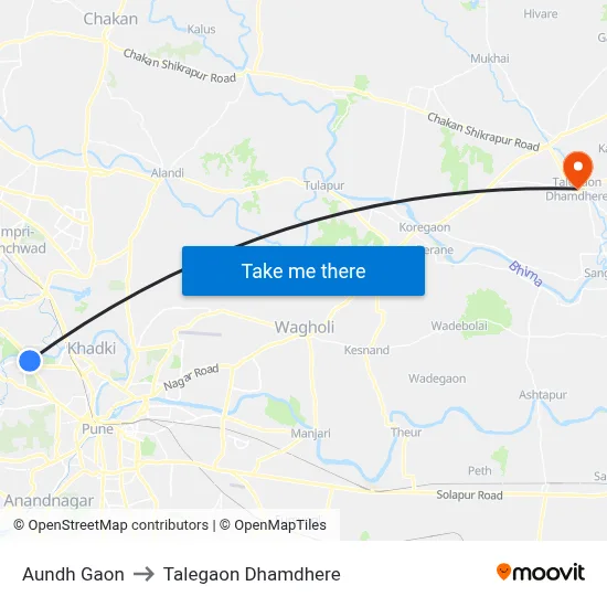 आउंध गाव to तालेगाव धामधेरे map