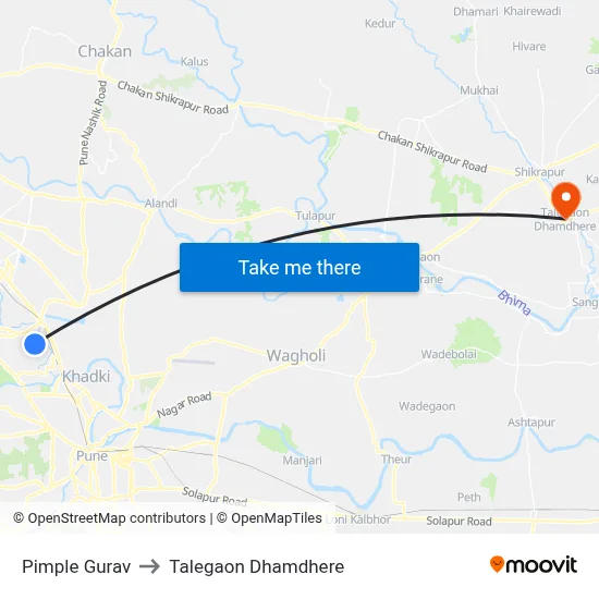 पिंपळे गुरव to तालेगाव धामधेरे map