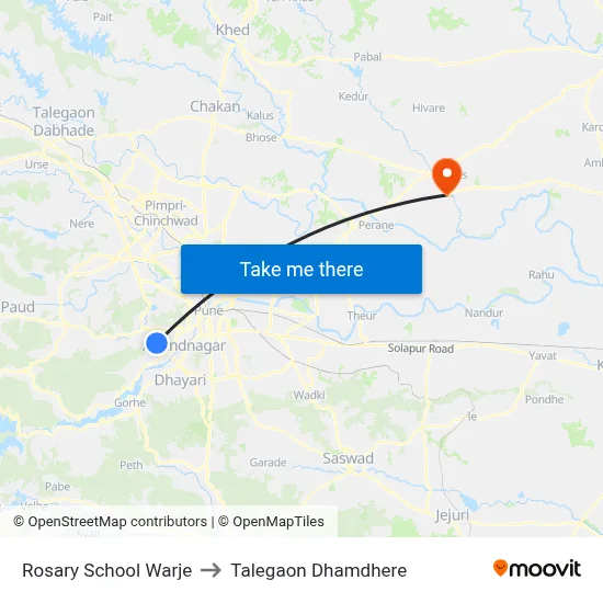 रोजरी स्कूल वारजे to तालेगाव धामधेरे map