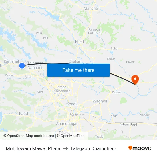 मोहितेवाडी मावल फाटा to तालेगाव धामधेरे map