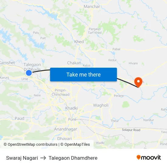 स्वराज नगरी to तालेगाव धामधेरे map
