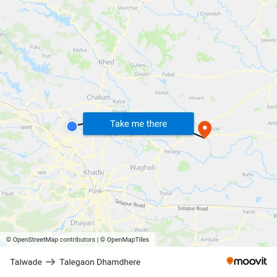 तलवाडे to तालेगाव धामधेरे map