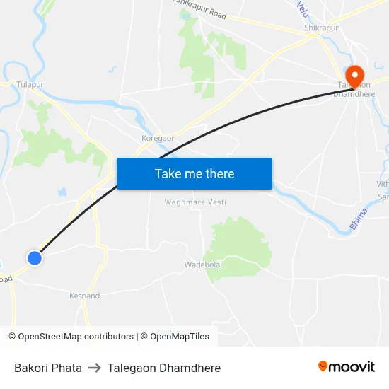 Bakori Phata to तालेगाव धामधेरे map