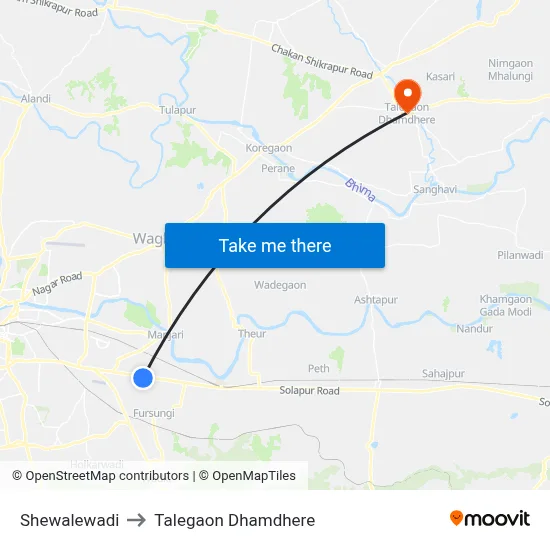 शेवाळेवाडी डेपो to तालेगाव धामधेरे map