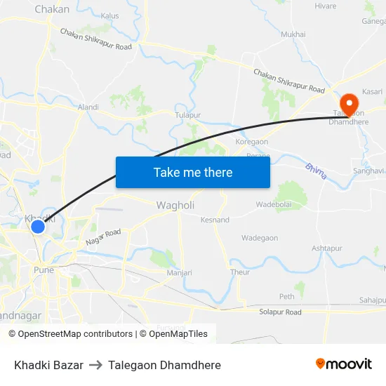 खडकी बाज़ार to तालेगाव धामधेरे map
