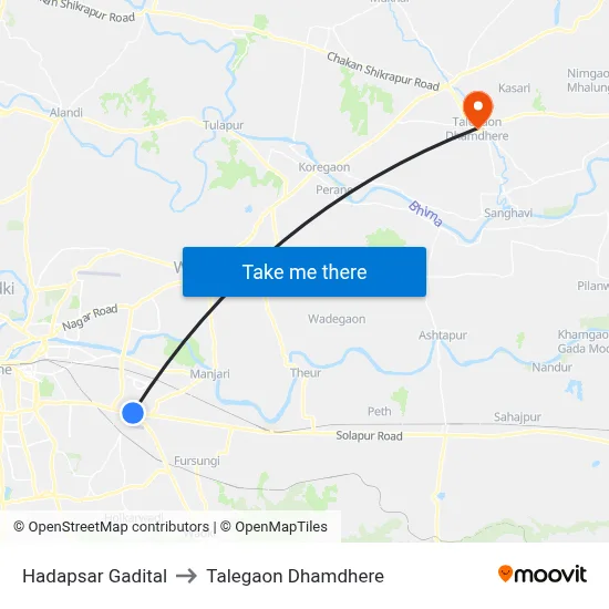 हडपसर गडीटाल to तालेगाव धामधेरे map