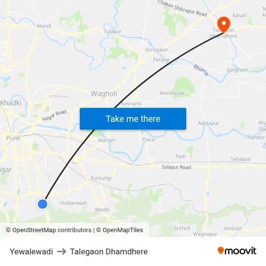 येवालेवाड़ी to तालेगाव धामधेरे map