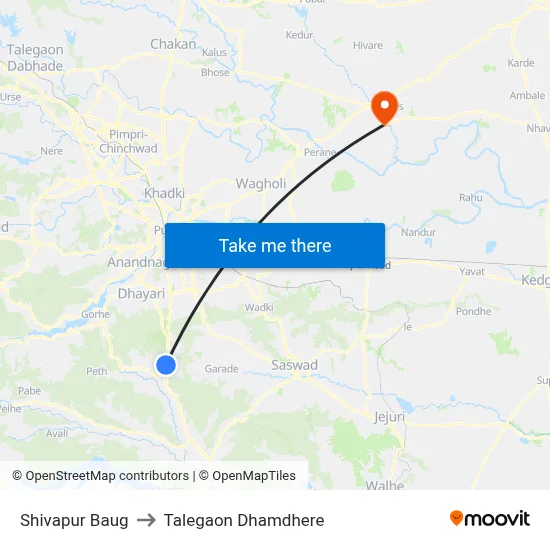 शिवापुर बाग to तालेगाव धामधेरे map