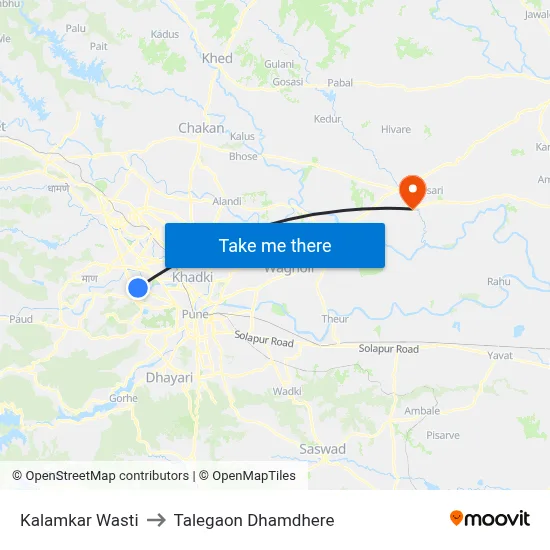 कलामकर वस्ती to तालेगाव धामधेरे map