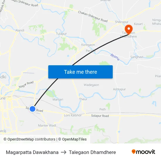 मगरपट्टा दवाखाना to तालेगाव धामधेरे map