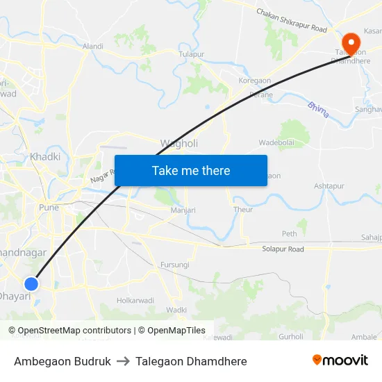 अंबेगाव बुद्रुक to तालेगाव धामधेरे map