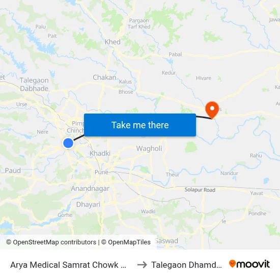 आर्य मेडिकल सम्राट चौक वाकड to तालेगाव धामधेरे map