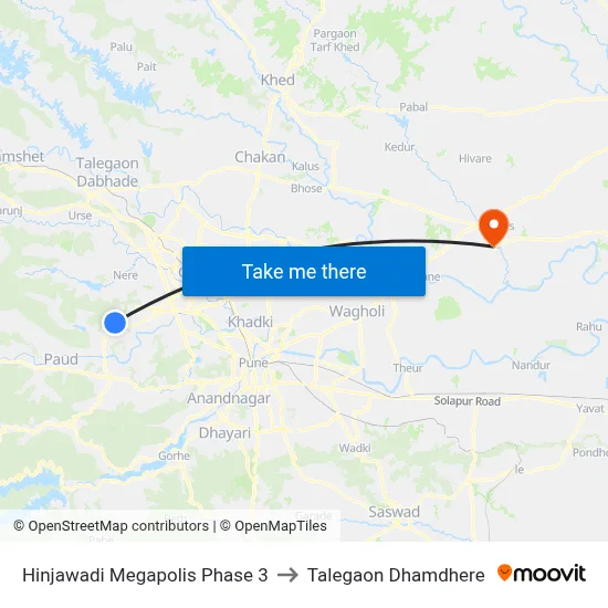 हिंजवाडी मेगापोलिस फेज 3 to तालेगाव धामधेरे map
