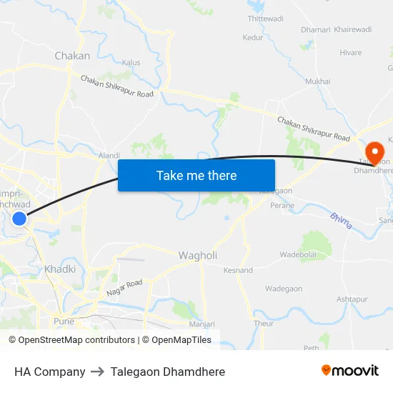 एचए कंपनी to तालेगाव धामधेरे map