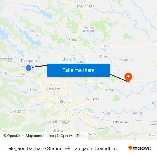 तळेगांव दाभाडे स्टेशन to तालेगाव धामधेरे map