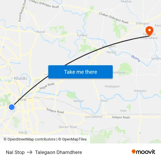 नल स्टॉप to तालेगाव धामधेरे map