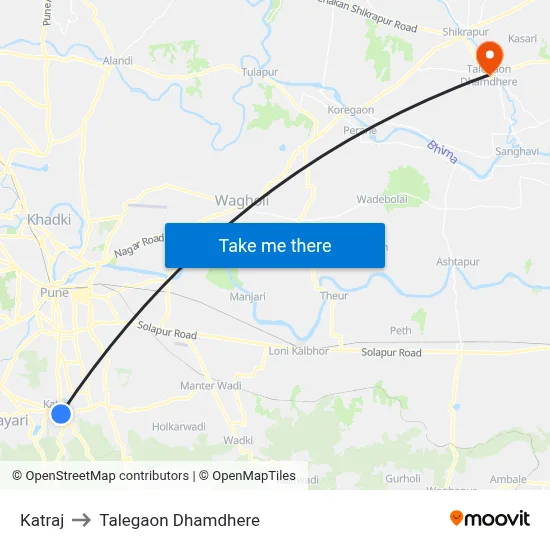 कात्रज to तालेगाव धामधेरे map