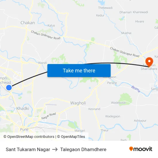 संत तुकाराम नगर to तालेगाव धामधेरे map