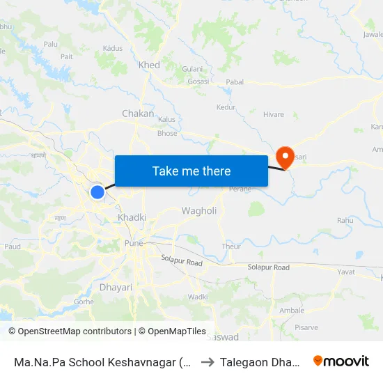 मा.न.पा स्कूल केशवनगर (चिंचवड) to तालेगाव धामधेरे map