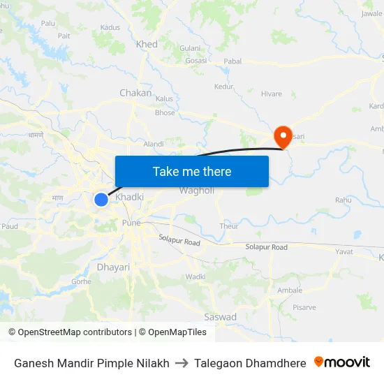 गणेश मंदिर पिंपले निलख to तालेगाव धामधेरे map