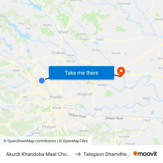 आकुर्डी खंडोबा माळ चौक to तालेगाव धामधेरे map