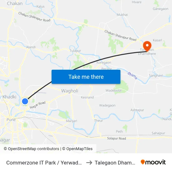कॉमरझोन आईटी पार्क / येरवाडा प्रेस to तालेगाव धामधेरे map