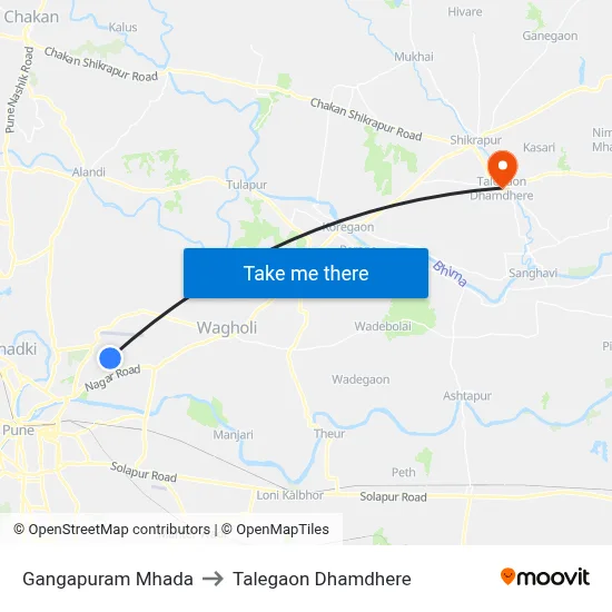 गंगापुरम म्हाडा to तालेगाव धामधेरे map
