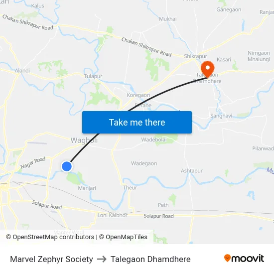 मार्वल ज़ेफिर सोसाइटी to तालेगाव धामधेरे map