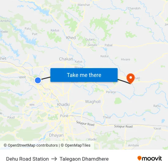 देहू रोड स्टेशन to तालेगाव धामधेरे map