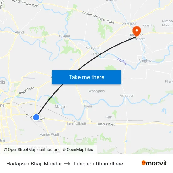 हड़पसर भाजी मंडई to तालेगाव धामधेरे map