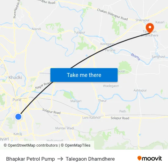 भापकर पेट्रोल पंप to तालेगाव धामधेरे map
