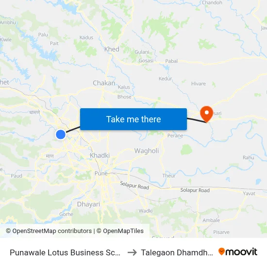 पुनावले लोटस बिजनेस स्कूल to तालेगाव धामधेरे map